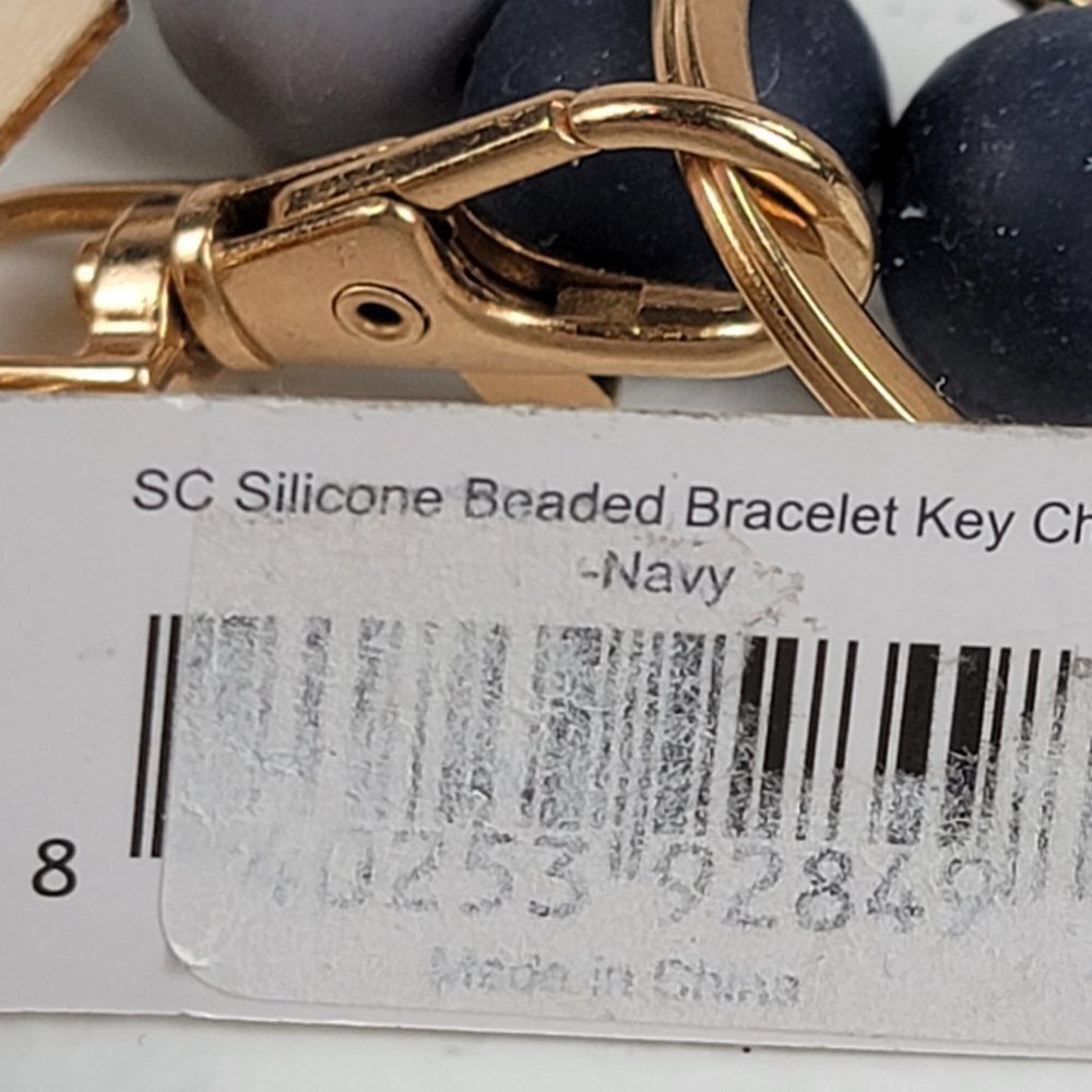 Southern Couture Silicone Beaded Bracelet Keychain Tassel Gray One Size Stretch - Picture 7 of 8